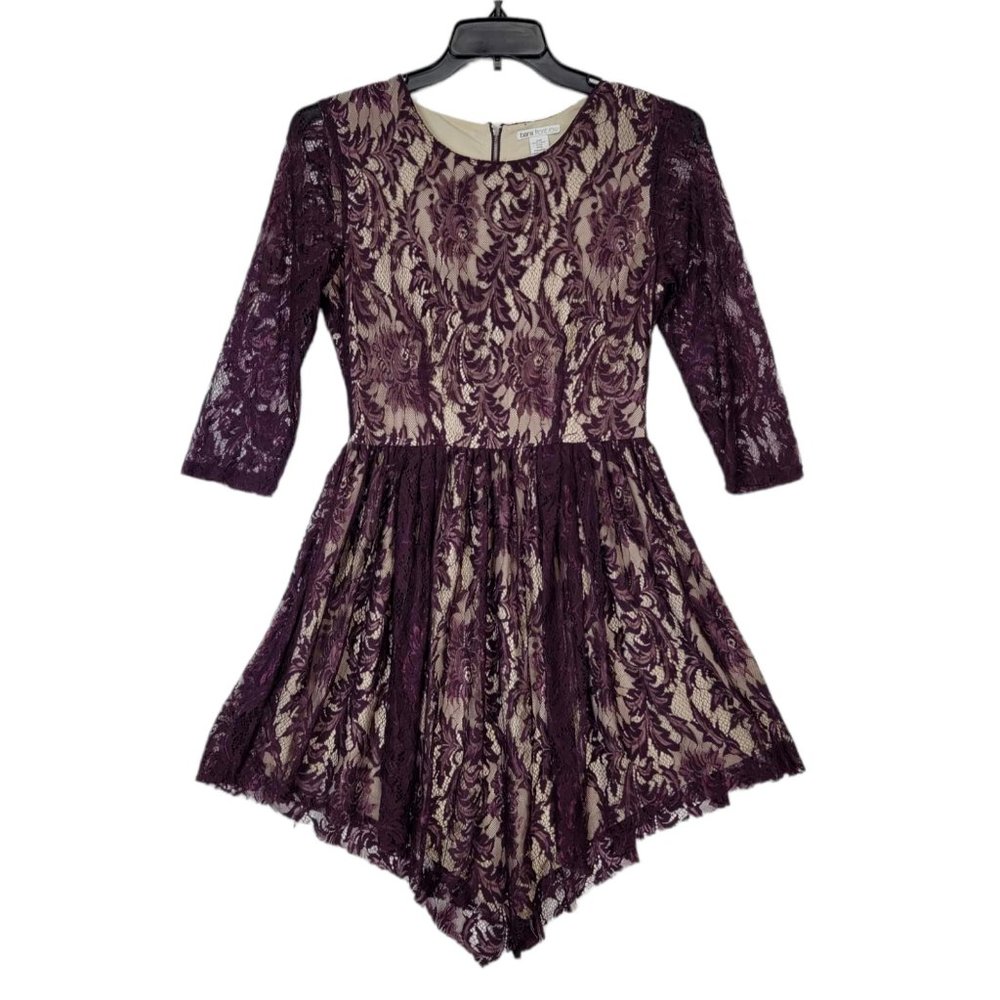 Bar III Woman Maroon Casual Formal Fit & Flare Stretch Long Sleeve Dress Medium - Picture 10 of 11